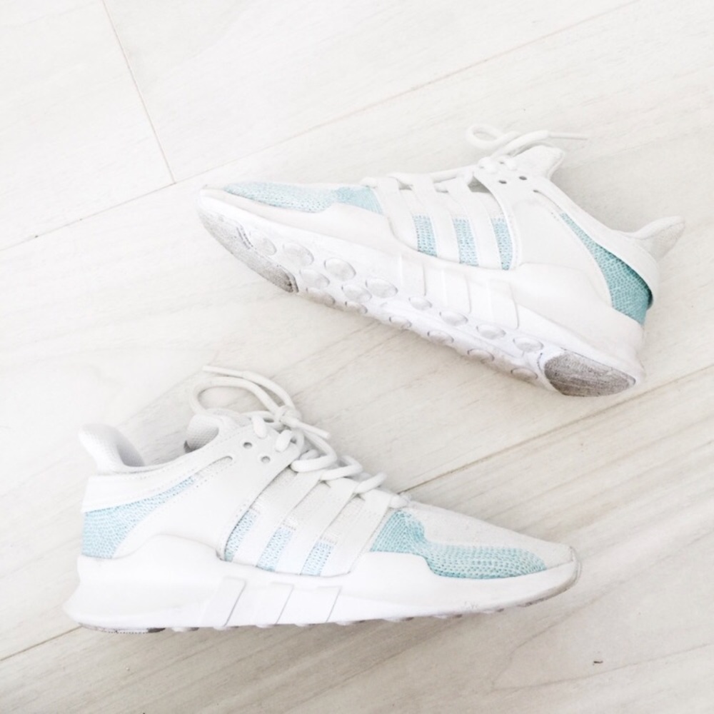 Adidas EQT White/ Light Blue sneaker 7.5/ 8